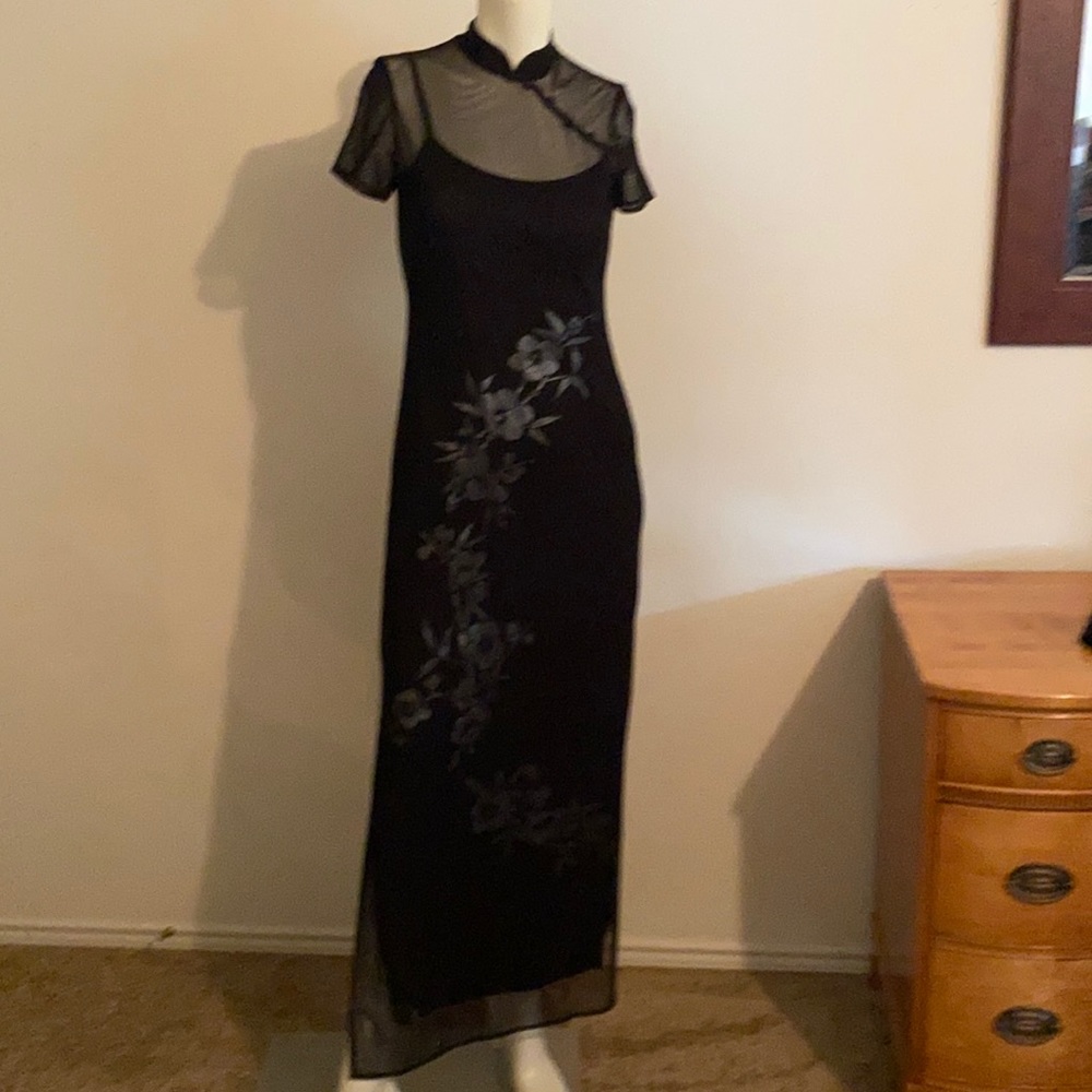 2 piece Set with slip and sheer short sleeve dress